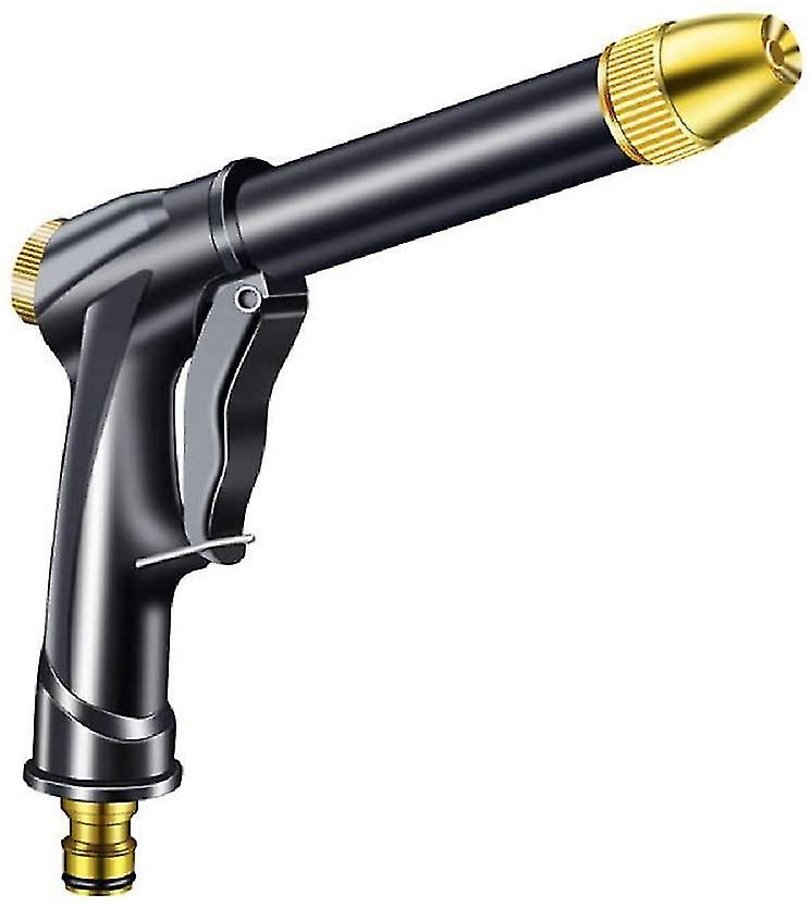 High Pressure Garden Hose Nozzle - Heavy Duty Rotating Brass Water Gun Nozzle - Adjustable Water Flow For