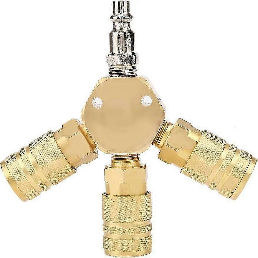 1/4" T-Shaped Three-Way Pneumatic Connector Quick Coupling for Tube Pipe