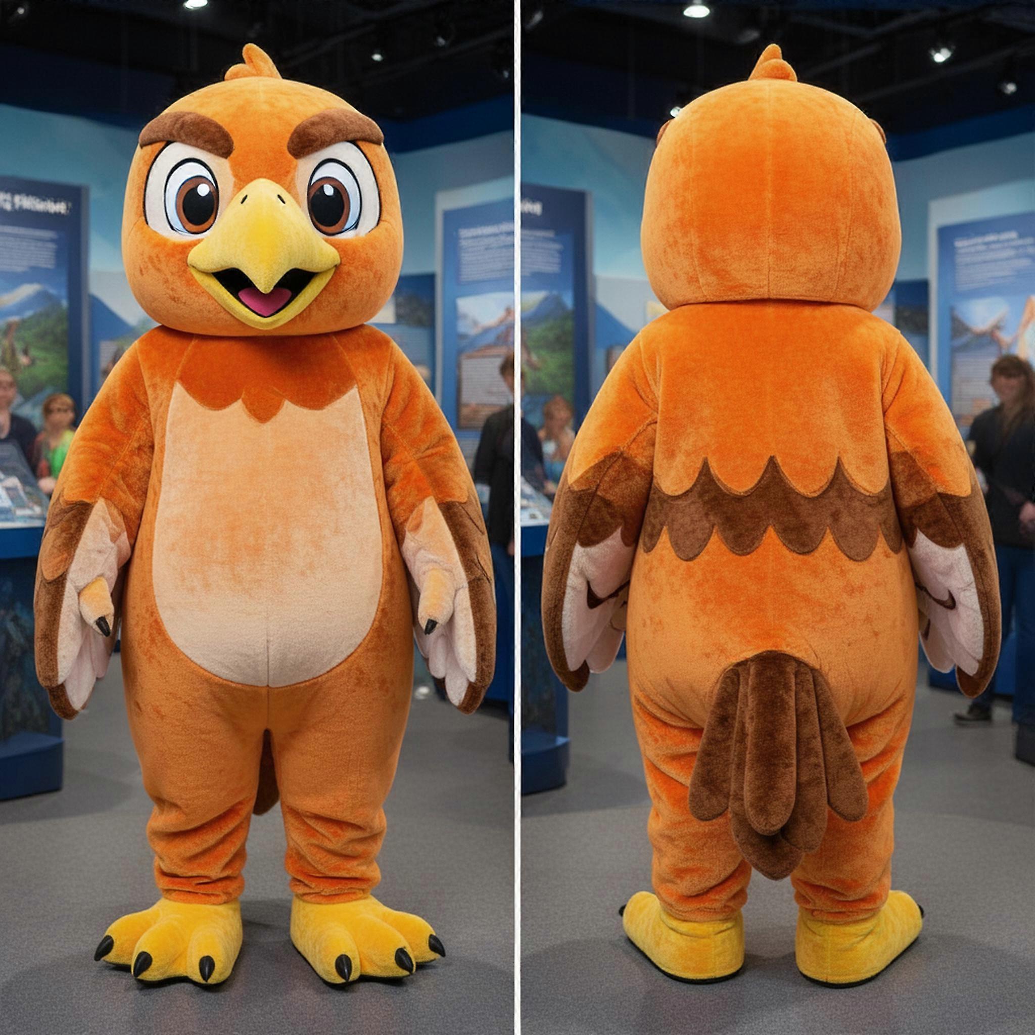MASTICOT Rust Orange Wide Eyed Falcon Mascot