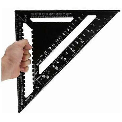 7-inch High-Precision Aluminum Alloy Triangular Square Protractor, Black