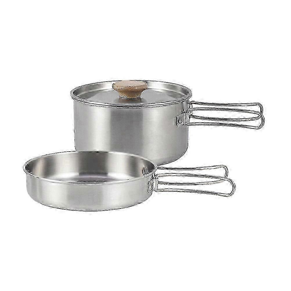 Flat-Bottom Folding Handle Stainless Cook Set