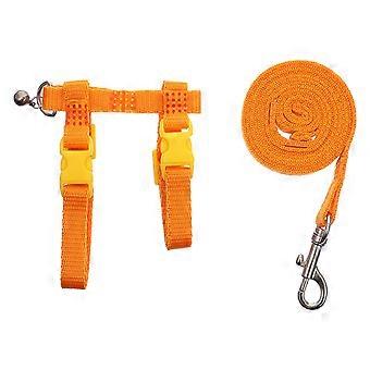 Small Pet Traction Rope Orange Harness for Hamster 2Pcs Durable Fabric