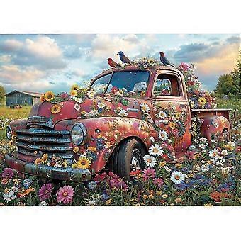 Puzzles for Adultss Vintage Red Truck Wildflower Puzzle DDA376