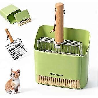 Pelle à litière en aluminium avec support, tamis à litière pour chat à double maille (gros et fin)