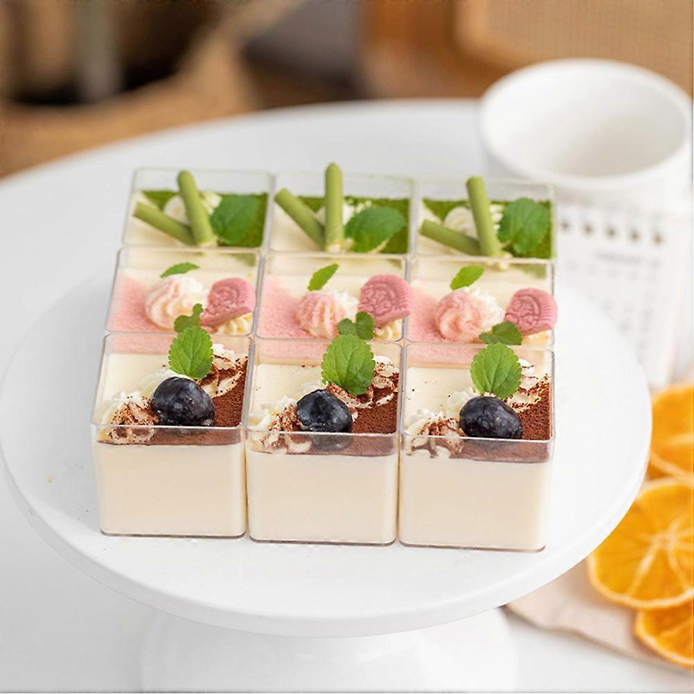 Transparent Mousse Cups Square Shape for Storage 50Pcs Containers