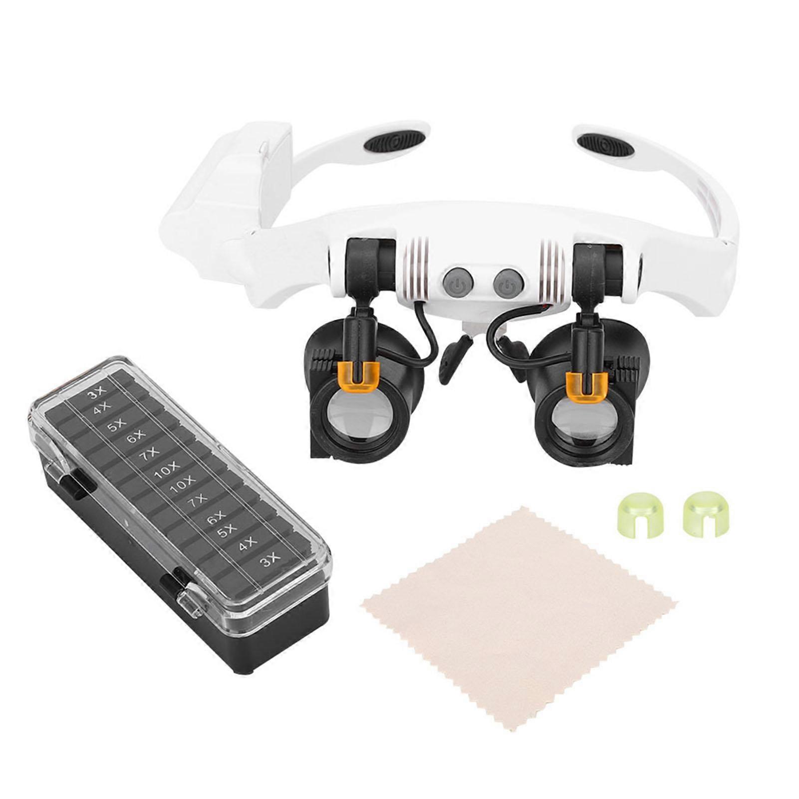Multifunctional Head Mount LED 21 Combination Magnifier with Replaceable Lens   for Inspection
