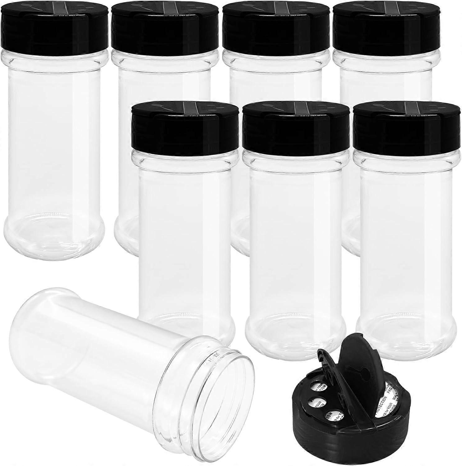 Round Plastic Spice Jars with Shaker Lids Reusable Spice Jars Plastic Jars 8 pcs