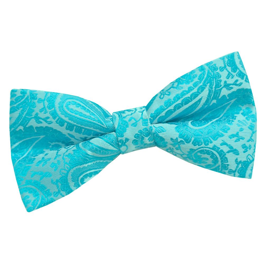 Turquoise Paisley Pre-Tied Bow Tie