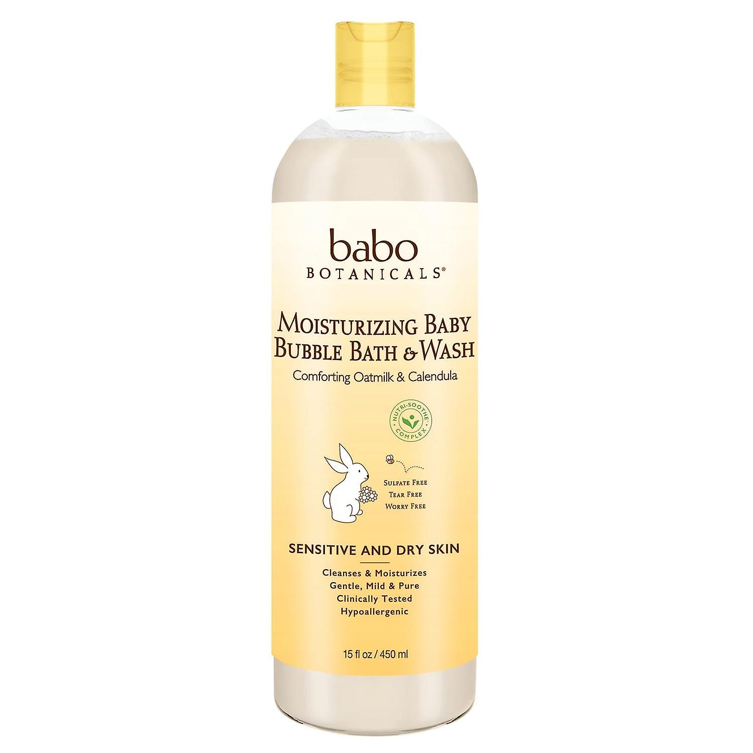 Babo Botanicals, Moisturizing Baby Bubble Bath & Wash, Oatmilk Calendula, 15 fl oz (450 ml)