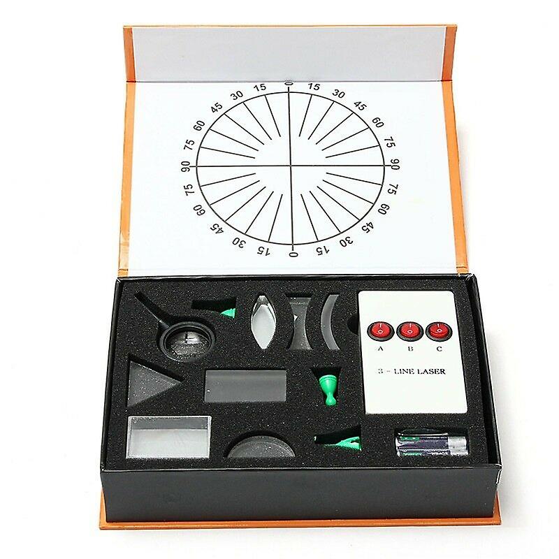 Scientific Optical Experiment Equipment Set Triangular Prism Convex Lens Concave Mirror Laser Beam Generator Full Set