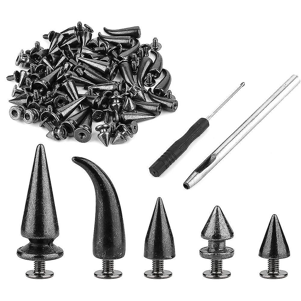 50 Sets Mixed Shape Cone Spikes Studs Rivet Kit For Punk Style Clothing Accessories Diy Craft Decor