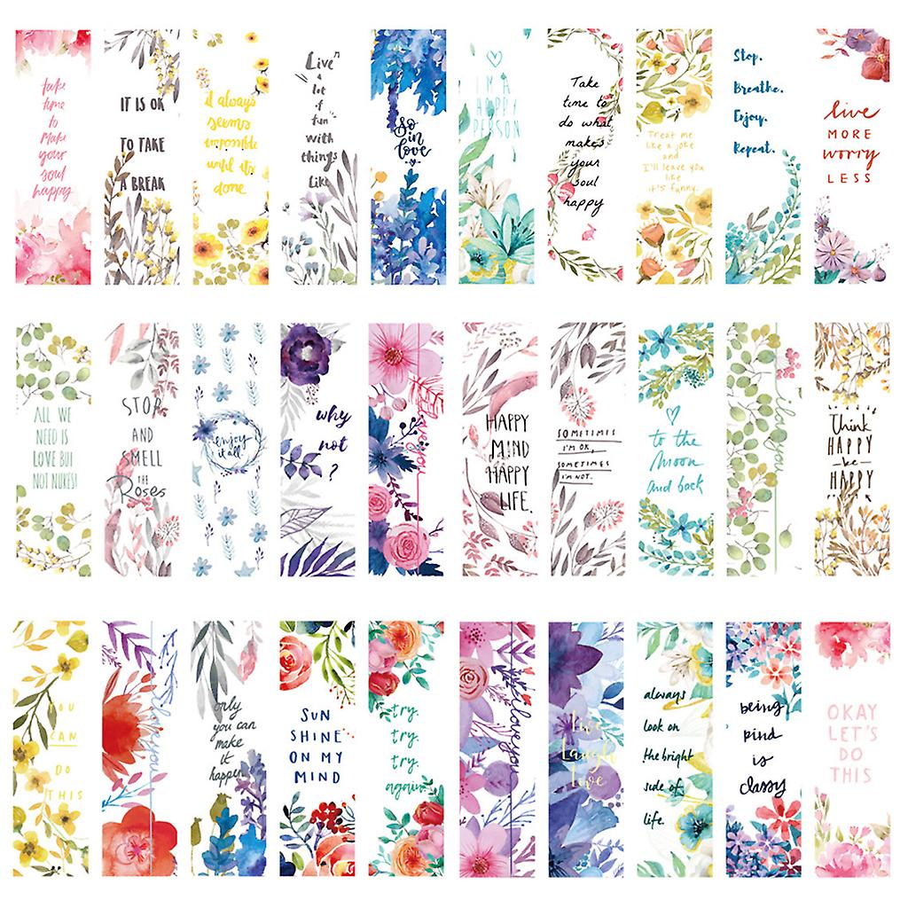 30 Pieces Bookmarks Spring Theme Paper Bookmark Exquisite Flower Page Clips