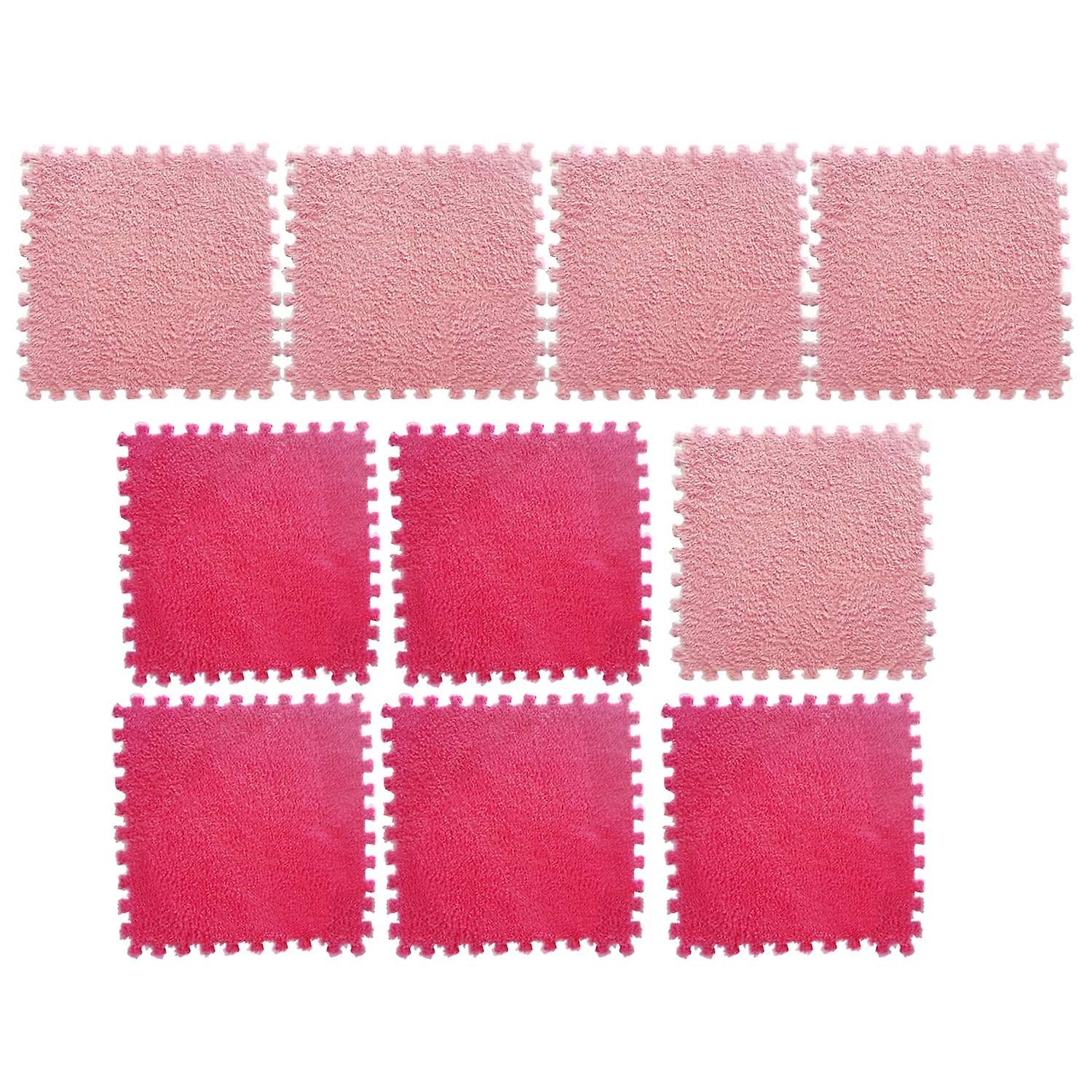 ZHOUBA 10Pcs/Set Puzzle Carpet Shaggy Easy Installation Square Fluffy Carpet Tiles Plush Area Rug