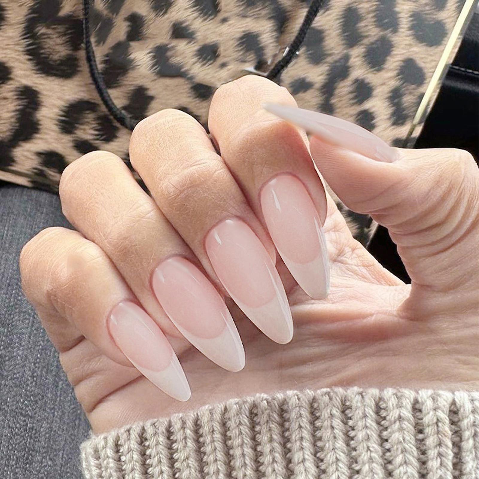 Pink Long Almond False Nails Simple To Use Exquisite Workmanship Nails