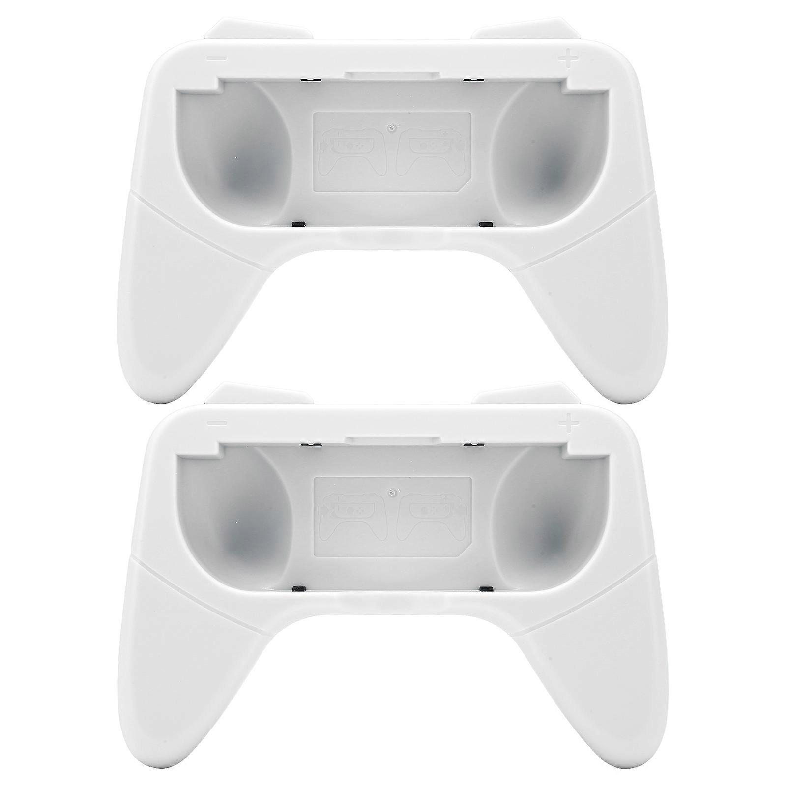 Handgrepp Slitstarkt Komforthandtagssats med 2 Skyddsdynor för Switch OLED-kontroller Vit