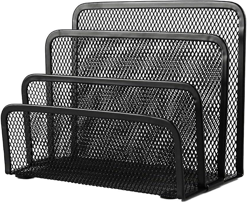 Vertical Metal Mesh Letter Sorter 3 Sections Desktop Paperwork File Sorter Holder Desktop Tidy Organiser