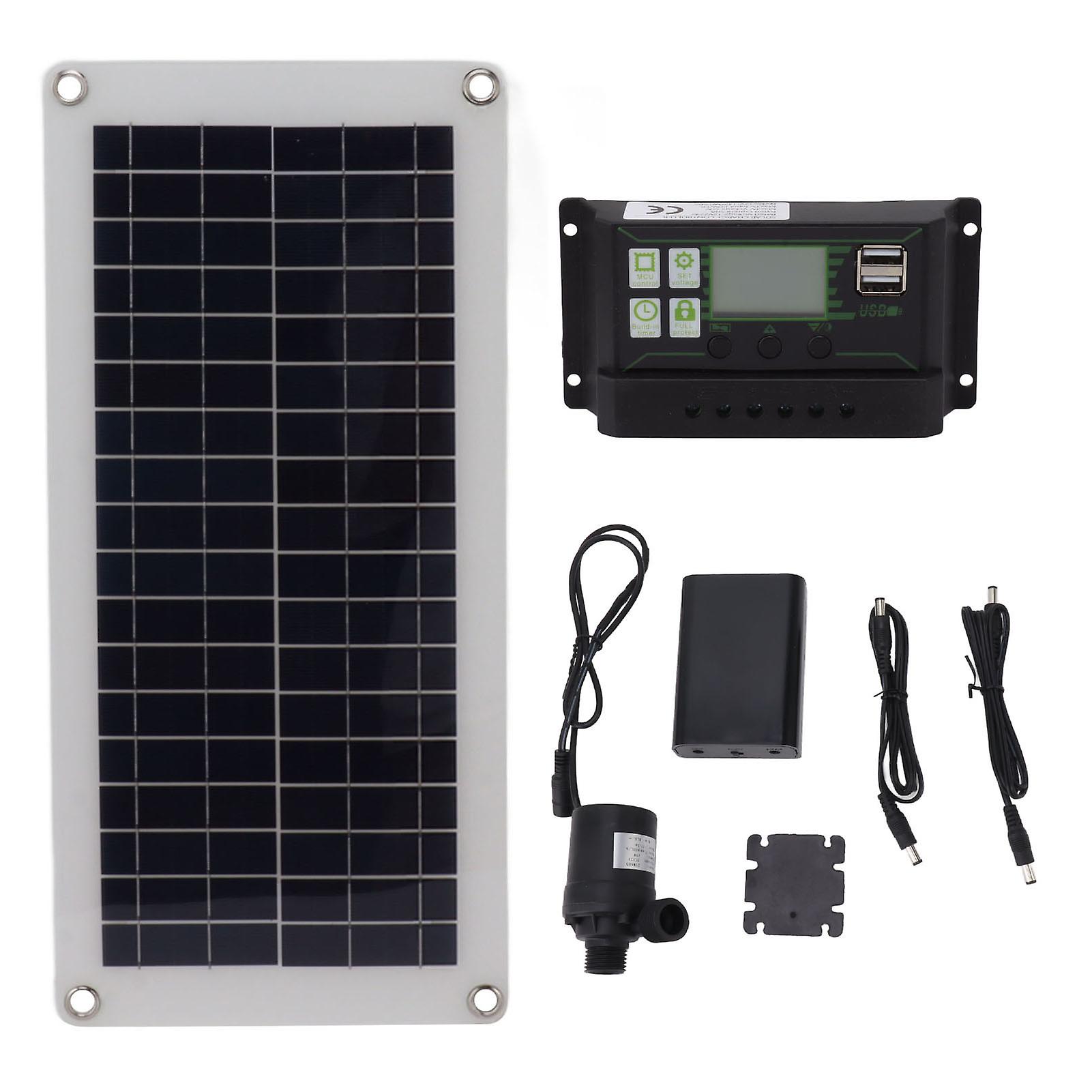 Solar Panel Kit Polycrystalline 100A Controller 10W 18V Solar Charging Panel with Battery Box Pump for Car Camping