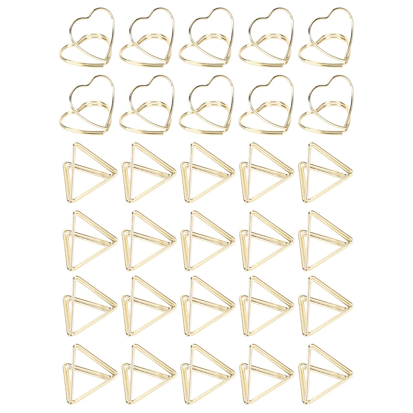 30Pcs Cute Paper Clips Triangular Heart Shaped Durable Metal Rustproof Fancy Paperclips for School Office Family