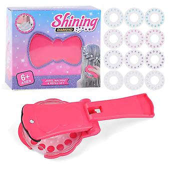 Hair Stamper for Girls with 12 Sheets Rhinestones Bling Glitter Portable Styling Tool Easy to Use Durable Design