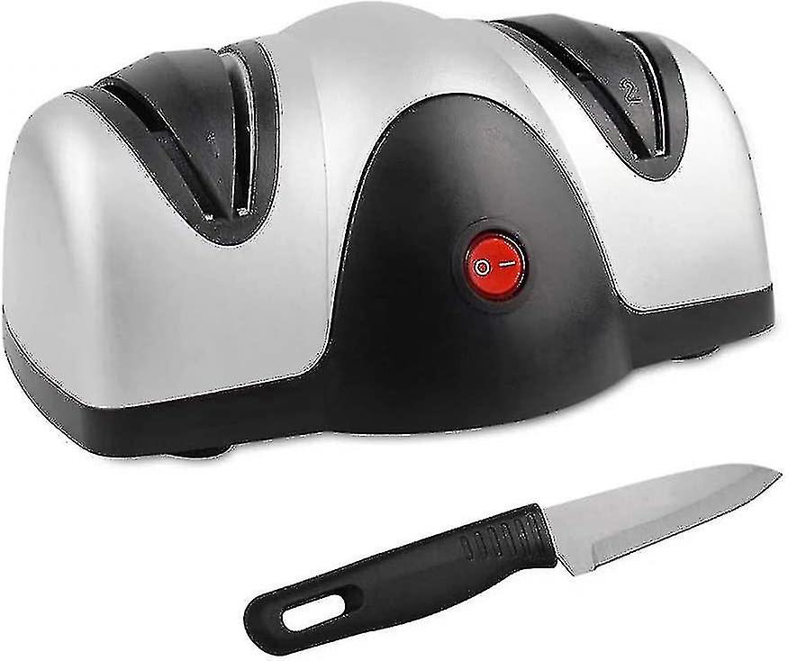 2024 Electric Knife Sharpener, Two Level Sharpener, Black/silver, Material: Abs Plastic-YUHAO
