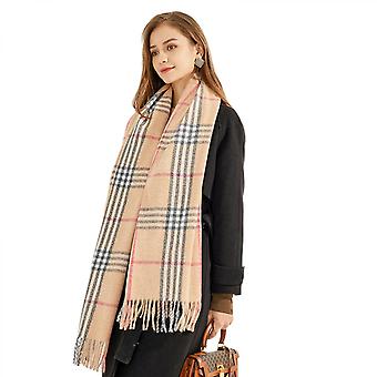 Veeki Plaid Cashmere Feel Classic Soft Luxurious Winter Scarf For Men WomenKhaki