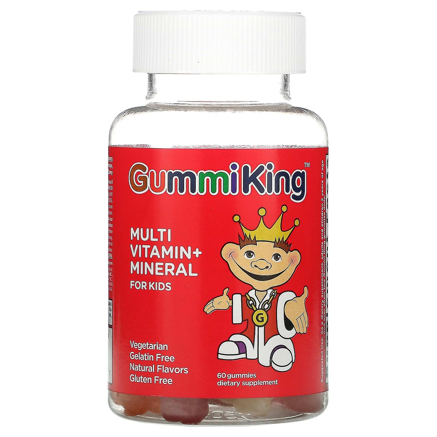 GummiKing, Multi Vitamin + Mineral For Kids, Grape, Lemon, Orange, Strawberry And Cherry, 60 Gummies