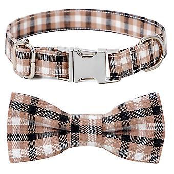 Veeki Dog Collar with Bow, Stylish Cute Plaid Small Dog Collar Soft Comfy Bowtie Dog Collar for Girl Boy Dog, Puppy Collars with Metal Bow Tie Dog Col