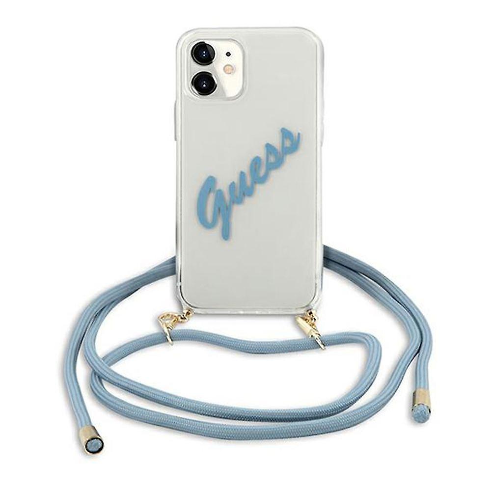Guess Vintage Script Apple iPhone 12 迷你蓝色链条斜挎壳硬壳保护壳