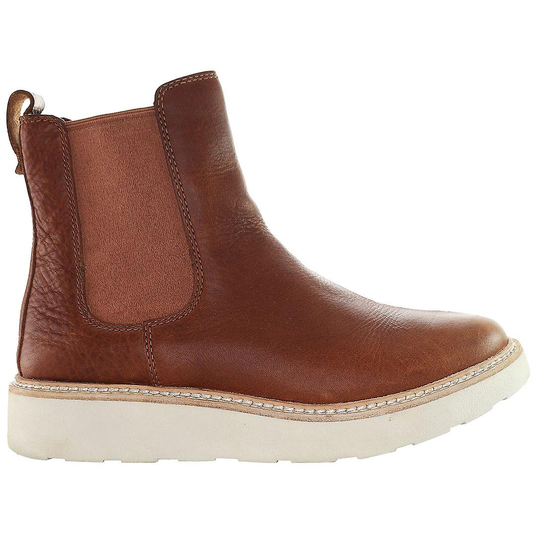 Clarks Trace Cora Slip-On Brown Smooth Leather Womens Boots 261465794
