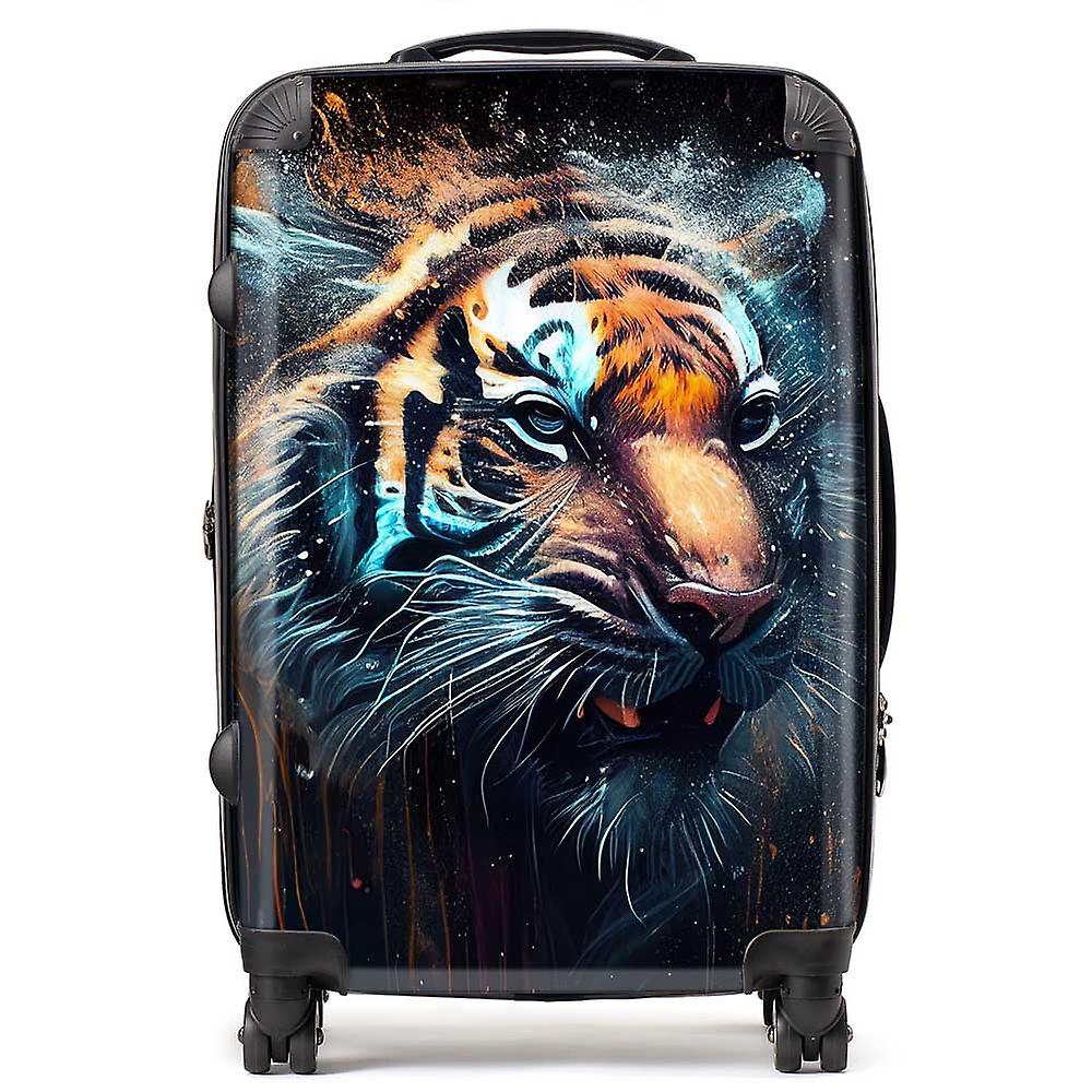 Tiger Face Splashart Dark Background Suitcase