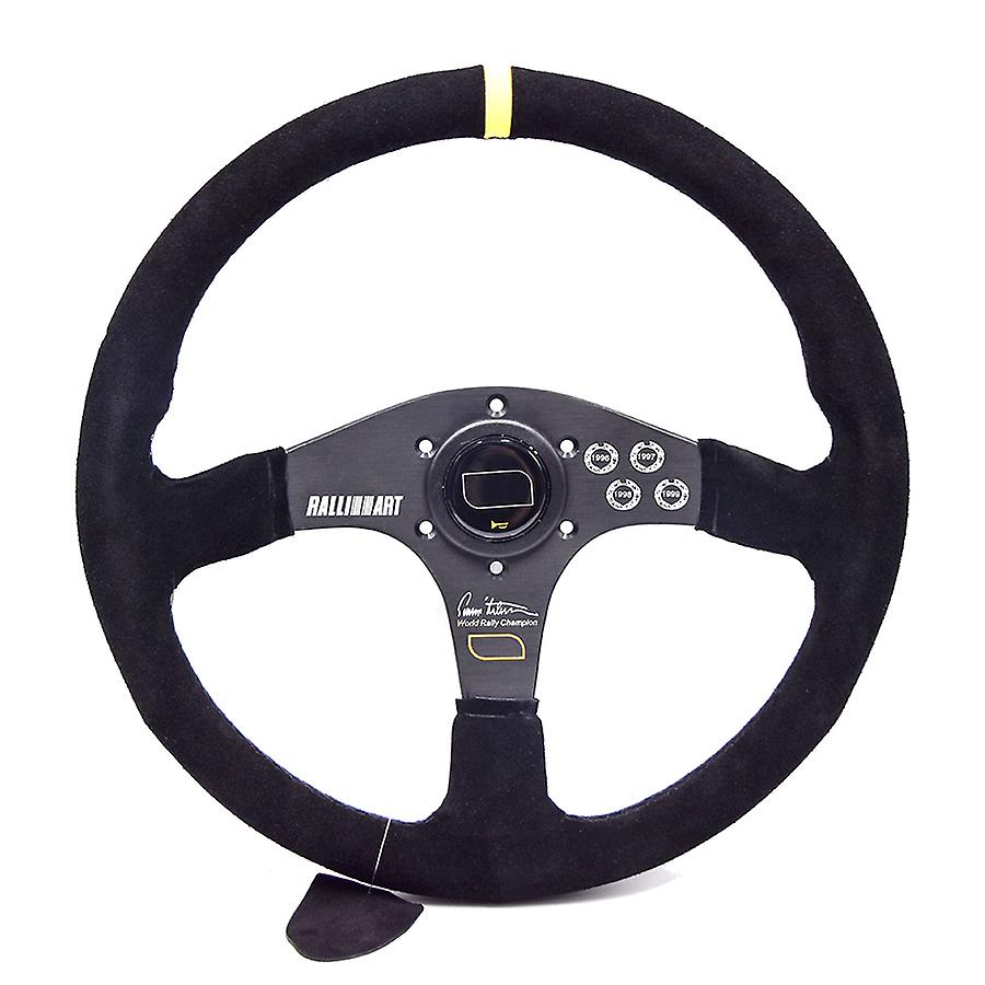 For the game, a universal suede leather steering wheel with a yellow stripe racing steering wheel~15792