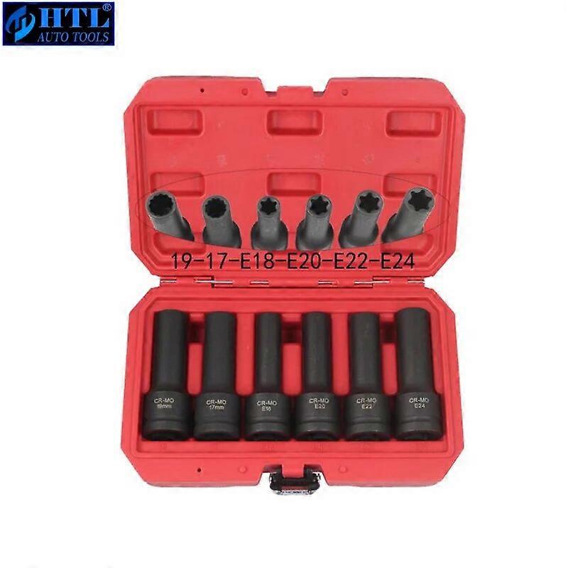 6pcs E Type Socket Set / Six Angle extended Plum type sleeve 110mm length Sleeve tool kit No.27779