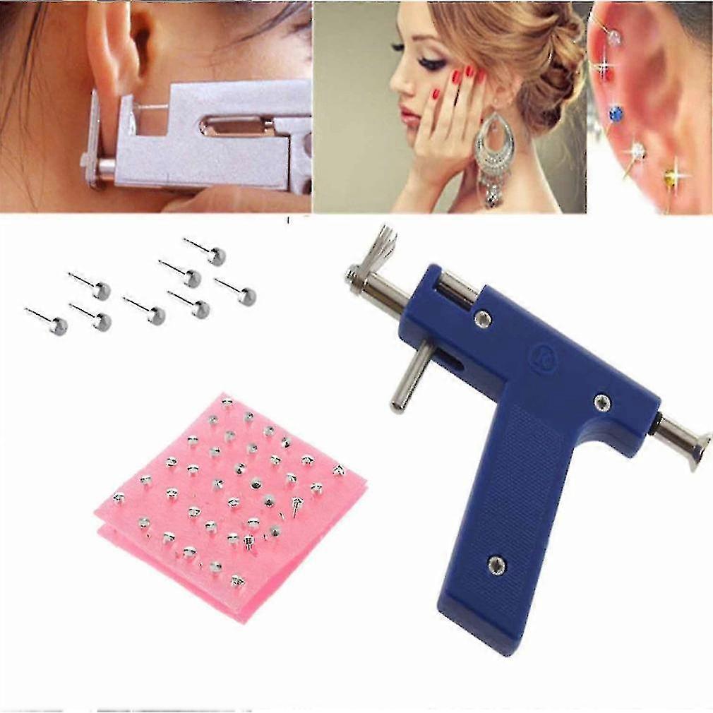 Professional Steel Ear Nose Navel Body Piercing Gun 72pcs Studs Tool Kit Set