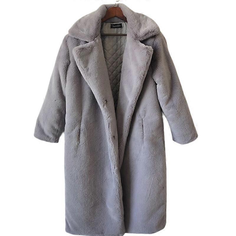 Long Women's Warmth Lapel Thick Fur Coat