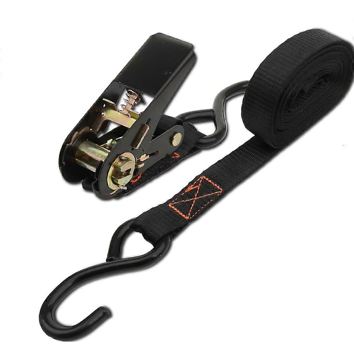 Ratchet Tie Down Straps, Black Tie Down Strap, S Hook Tie Downs, Dependable Strap and Hook for Securing Cargo