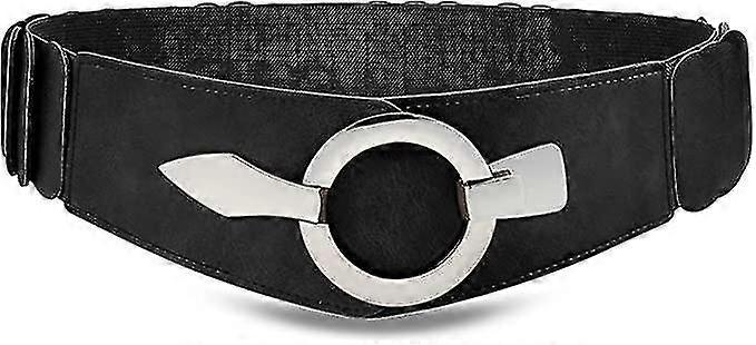 Large ceinture élastique pour femmes avec une boucle à anneau argenté multicolore en option tw