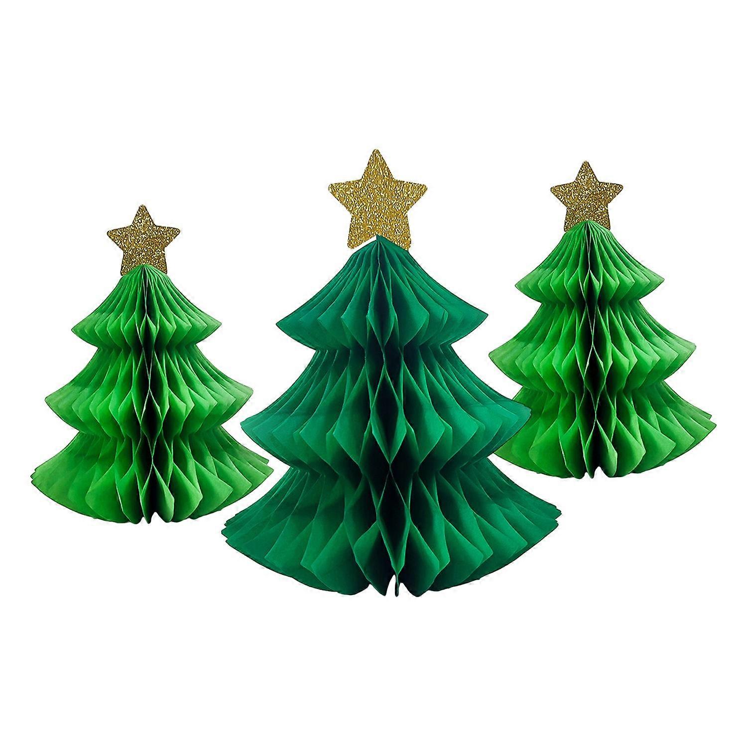 3Pcs Christmas Honeycomb Table Decoration with Shiny Star Create Atmosphere Easy to Carry Christmas