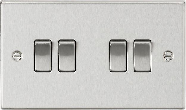 Knightsbridge 10AX 4G 2-Way Plate Switch - Square Edge Brushed Chrome - CS41BC