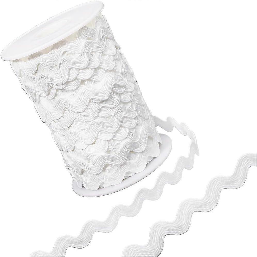 1Roll 25Yds RIC Rac Trim Ribbon White Wave Sewing Bending Fringe Trim 1/4Inch Wide Braids Cords Embellishments