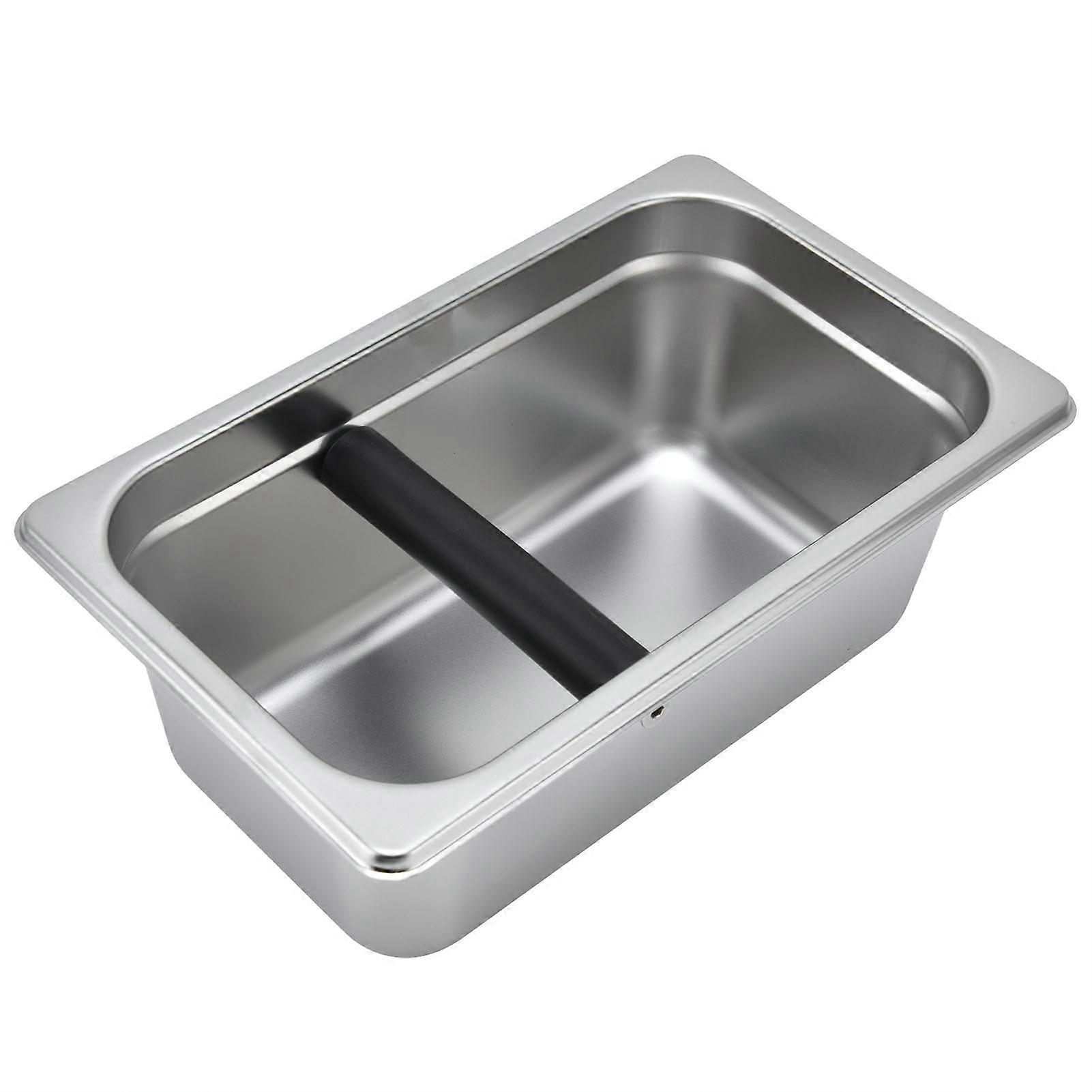Large Stainless Steel Coffee Knock Box for Grounds Disposal Rectangular Container