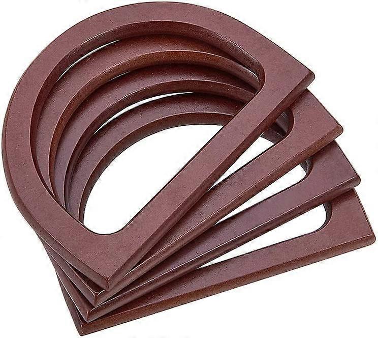 4pcs Wooden Bag Handle Replacement D Shape Handbag Purse Handle for Handmadebrown