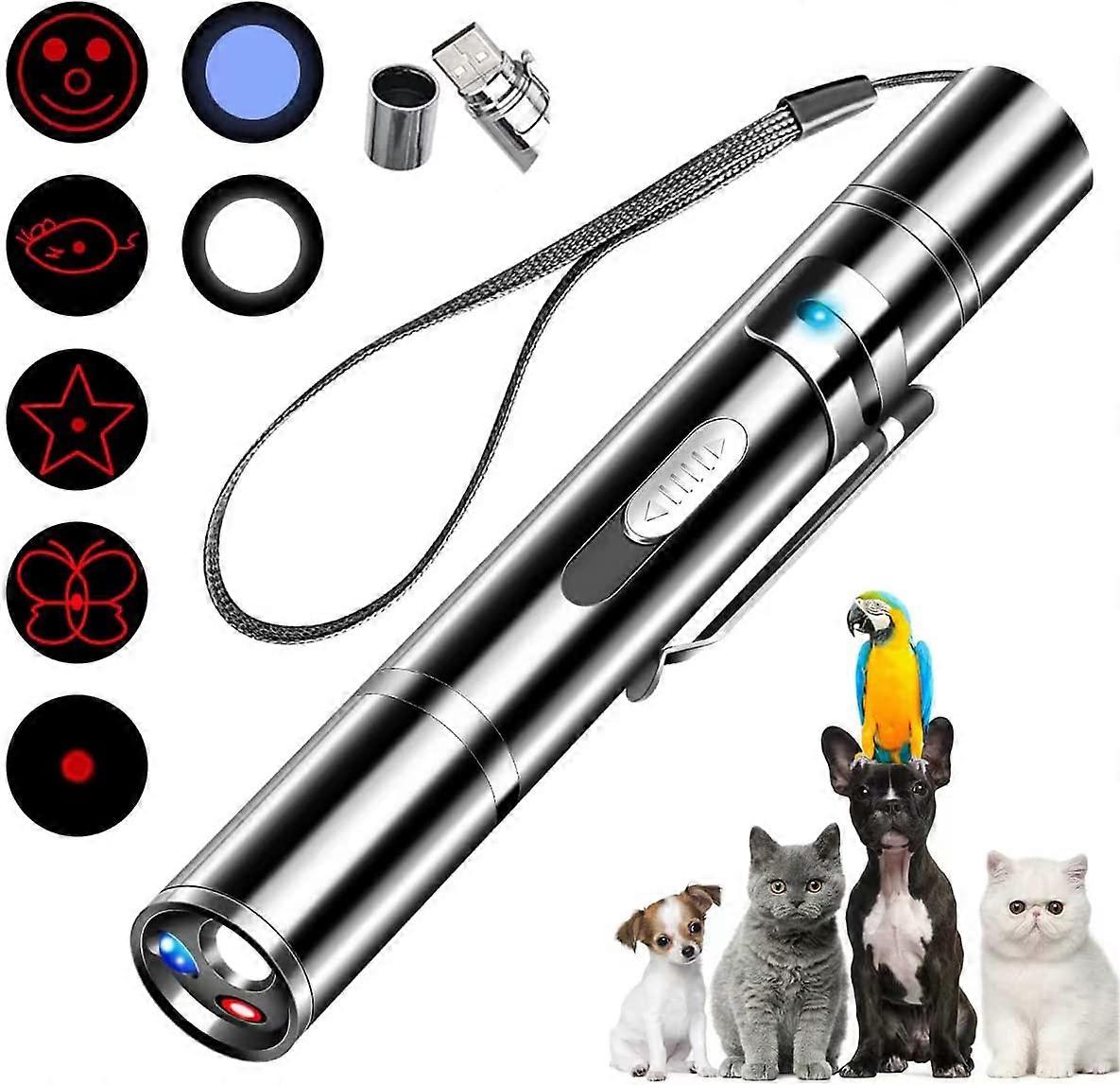 Cat Pointer Toy,Dog Laser Pointer,7 Adjustable Patterns Laser ,Long Range 3 Modes Training Chaser Interactive Toy,USB Recharge