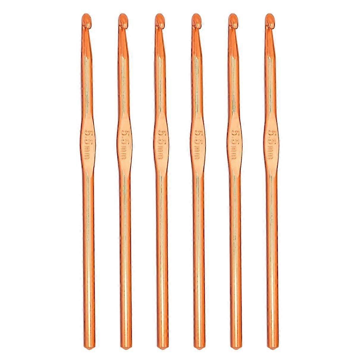 6Pcs Superior Aluminum Crochet Hook Set, Light, Durable & Smooth Knitting Needles, 5.5mm US Size I (Size 9)