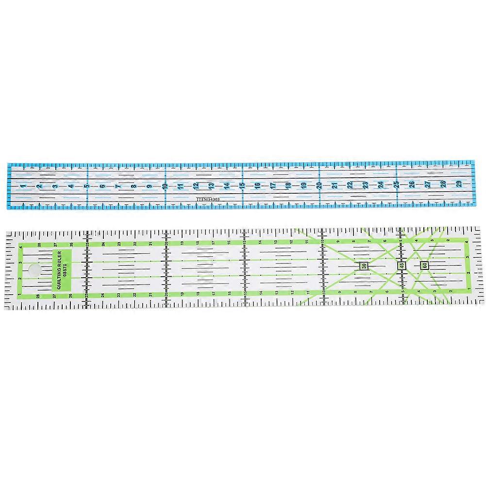 2Pcs/Set Mini Sewing Scale Rulers Acrylic Quilting Tool with Grid Line for Measuring Drawing Stitches