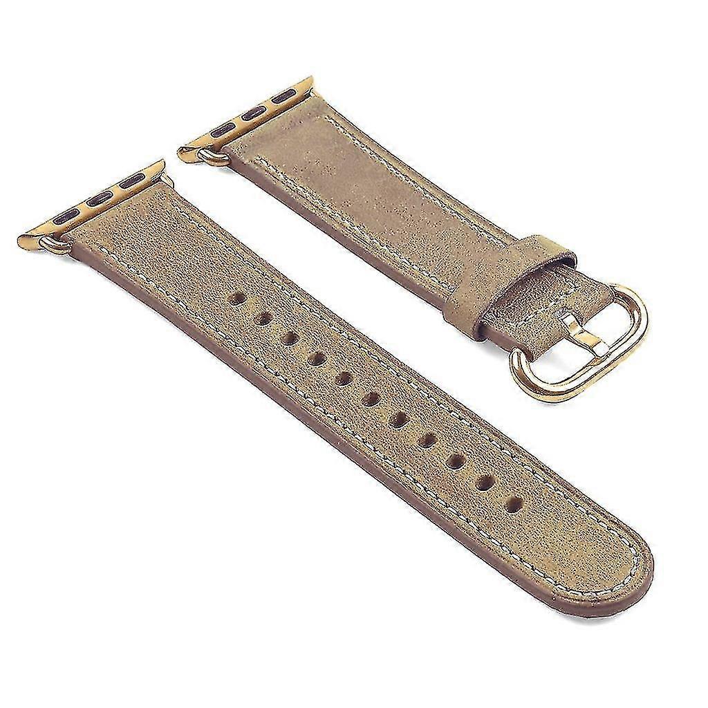 distressed leather strap for apple watch w/ yellow go