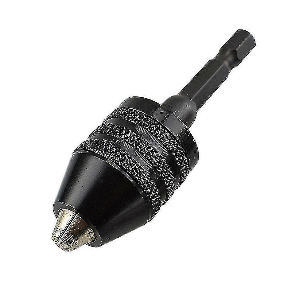 1/4in Keyless Drill Bit Chuck Hex Shank Adapter Converter Quick Change 0.3-6.5mm