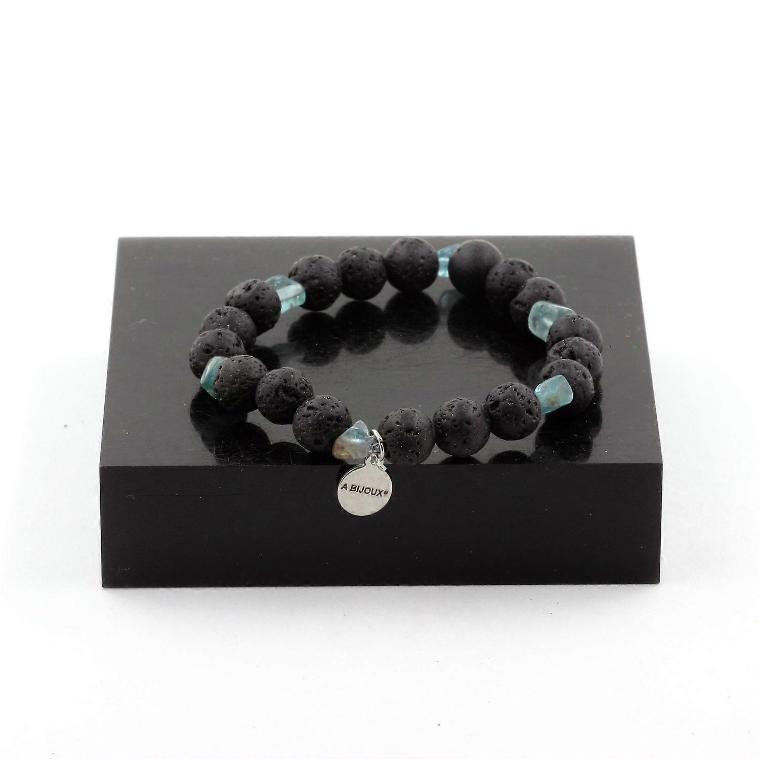 Brazilian Apatite Bracelet + 8 mm Lava Beads