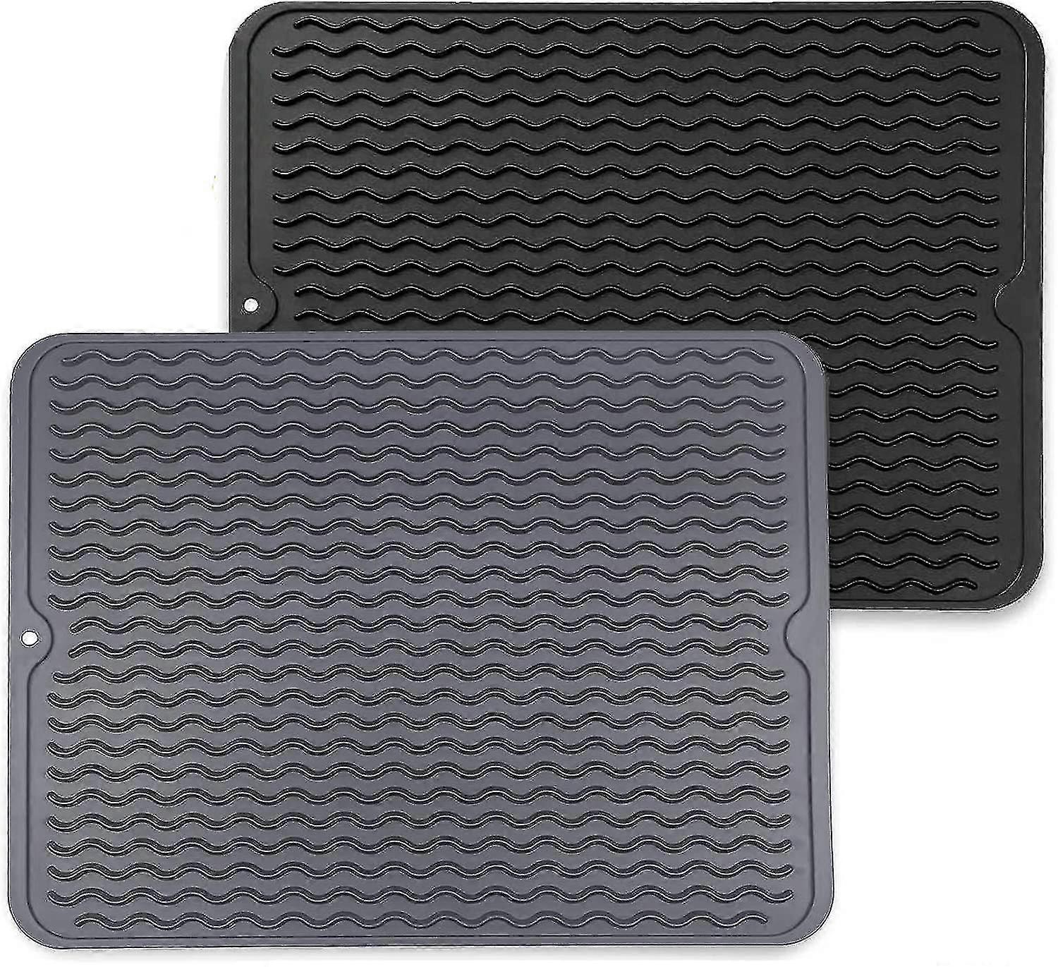 Silicone Drying Mat - Anti-bacterial Dish Draining Mat - Heat Resistant Quick Dry Dish Drainer For D