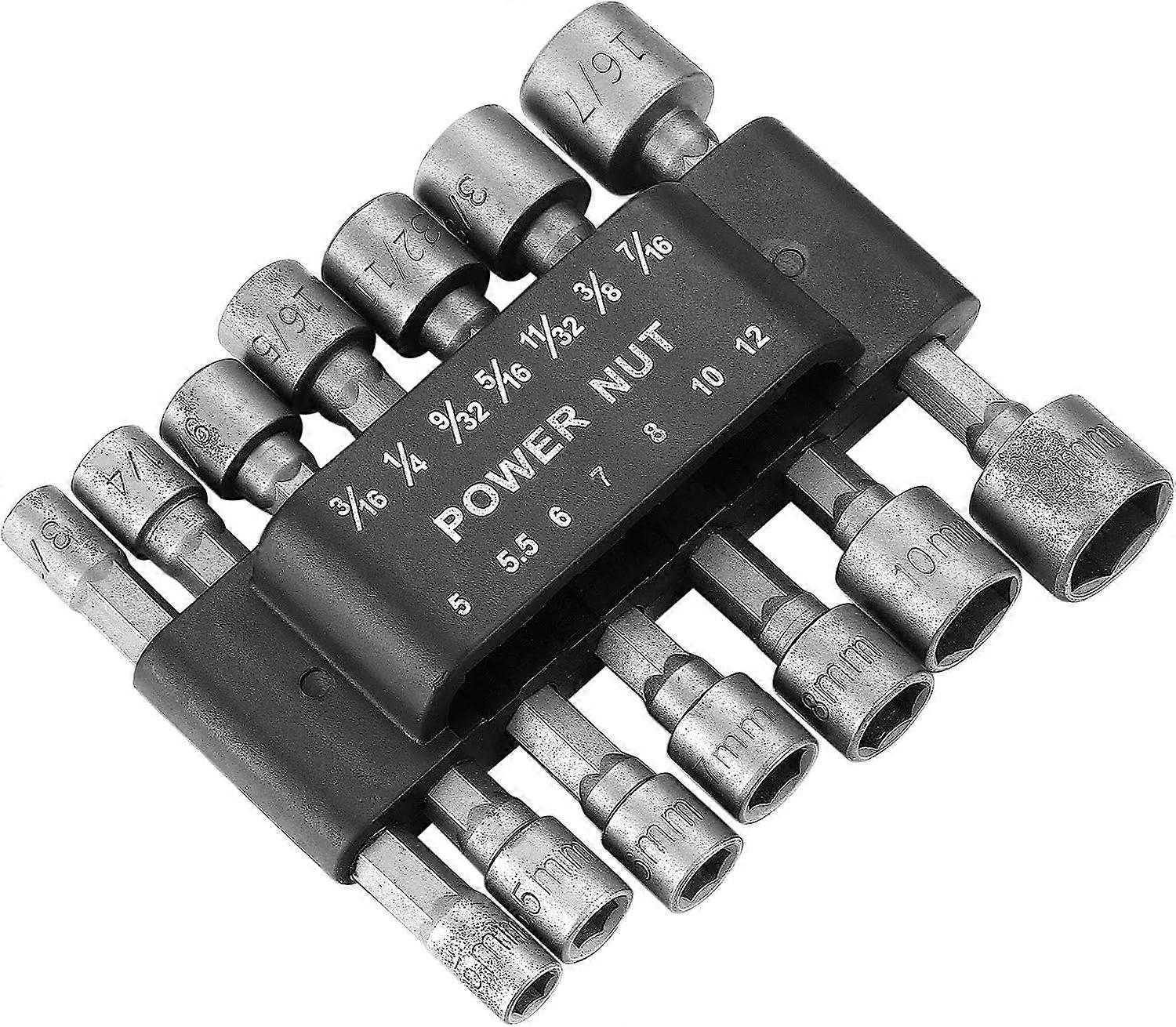 Hex Socket Wrench Adapter for Nuts, Screwdriver Insert, Bit Socket Set, Hex Socket Nuts for Magnetic Screwdriver Hex Bits 14 Pieces,2024 Ping