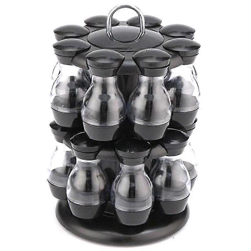 16Pcs Condiment Set 360 Rotating Spice Jar Rack Kitchen Condiment Bottle Coffee Sugar Seal Jar Container